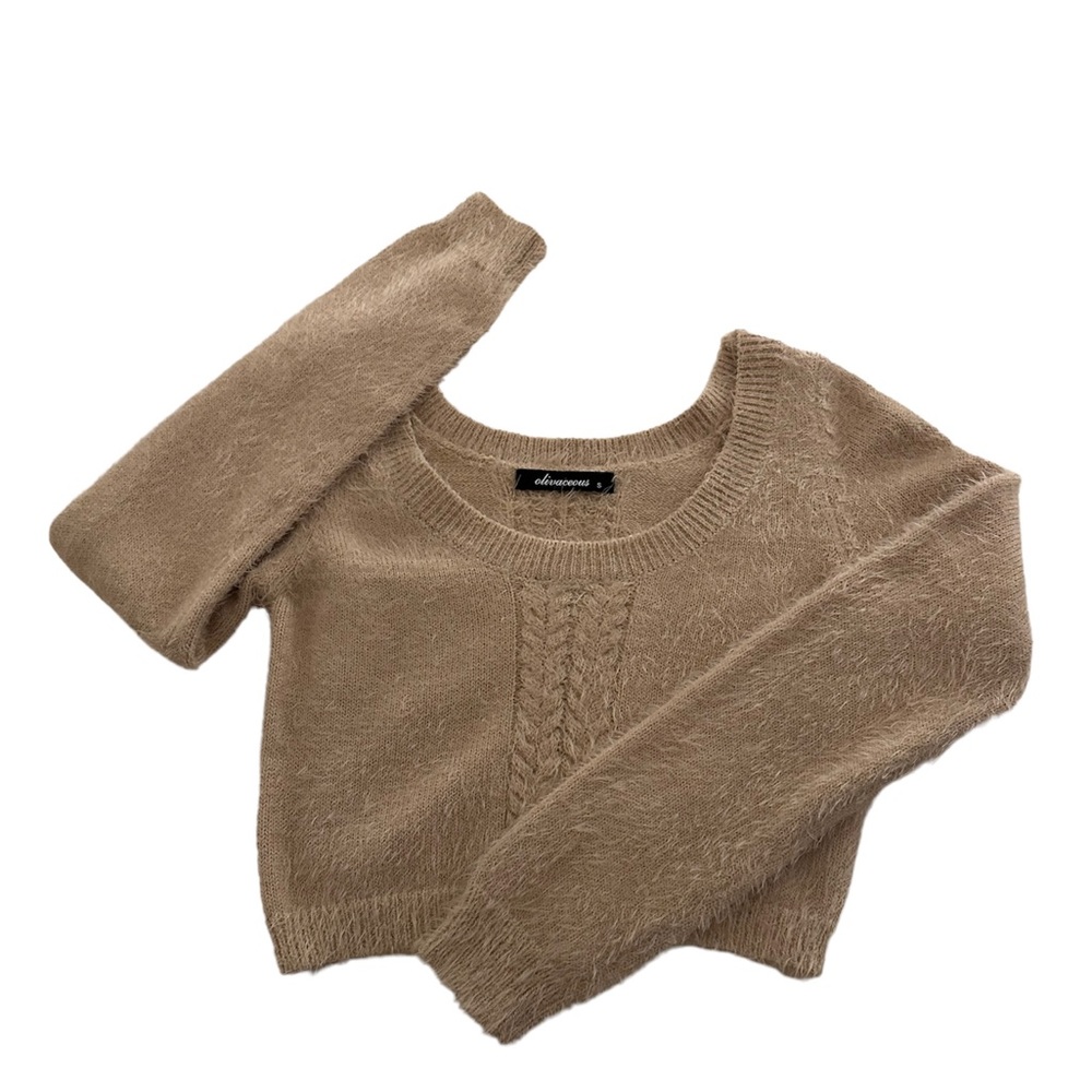 Olivaceous Scoop Crop Sweater